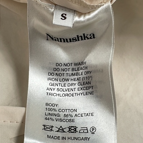 NWT Nanushka Heavy Poplin Laser Cut Shirt Button Front Cream Western Sz S - Picture 16 of 16